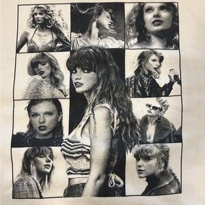 Official Taylor Swift Cream Eras Tour Hoodie with Black Tour Lettering